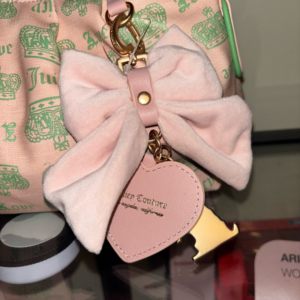 Juicy Couture Pink Shoulder Bag with Mint Crown Print - Picture 8 of 12